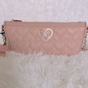 Juicy Couture Pink and Gold Shoulder Bag with Heart Emblem